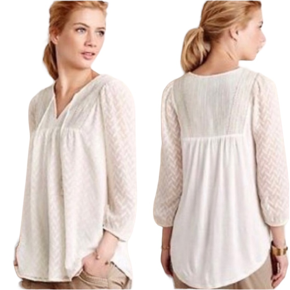 Anthropologie One September Chiffon Sleeve Blouse